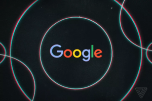 Kruhy na černém pozadí s Google logem uprostřed