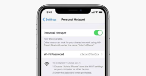 Snímek obrazovky iPhone zobrazují možnost zapnout osobní Hotspot